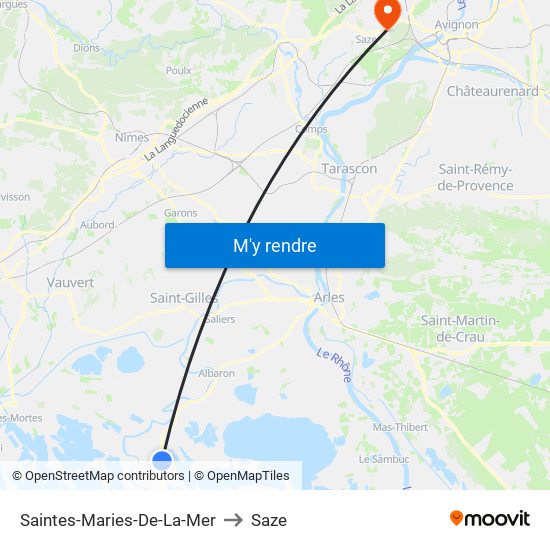 Saintes-Maries-De-La-Mer to Saze map