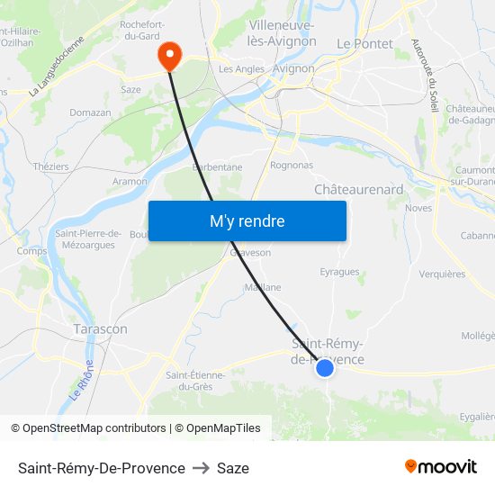 Saint-Rémy-De-Provence to Saze map