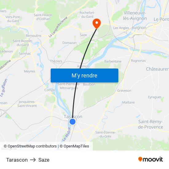 Tarascon to Saze map