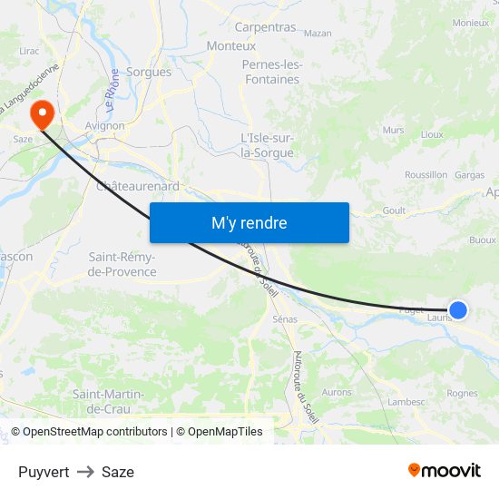 Puyvert to Saze map