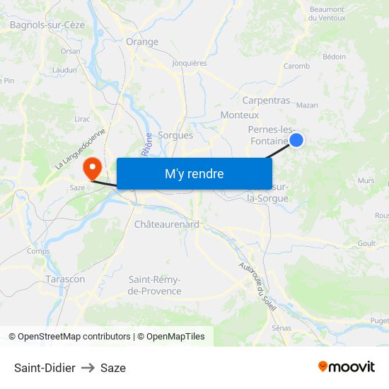 Saint-Didier to Saze map