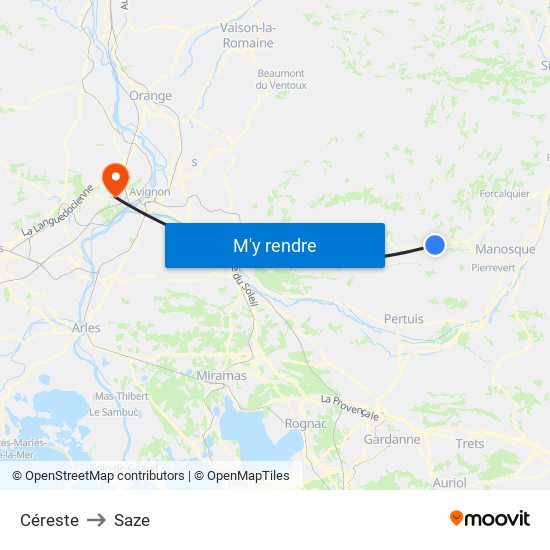 Céreste to Saze map
