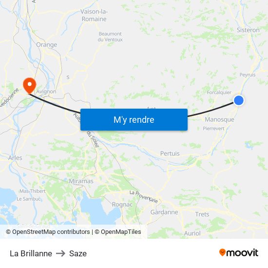 La Brillanne to Saze map