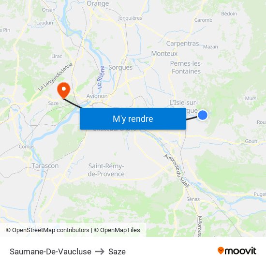 Saumane-De-Vaucluse to Saze map