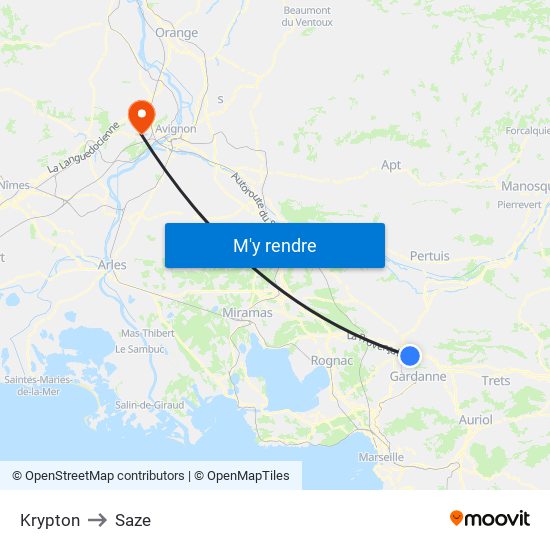 Krypton to Saze map