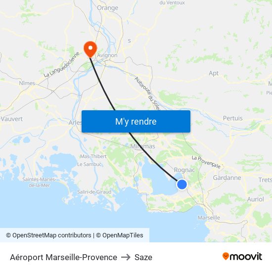 Aéroport Marseille-Provence to Saze map