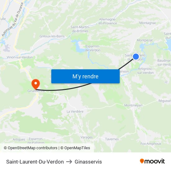 Saint-Laurent-Du-Verdon to Ginasservis map