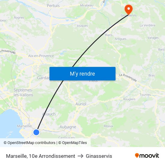 Marseille, 10e Arrondissement to Ginasservis map