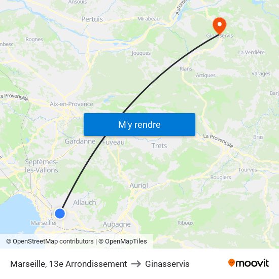 Marseille, 13e Arrondissement to Ginasservis map