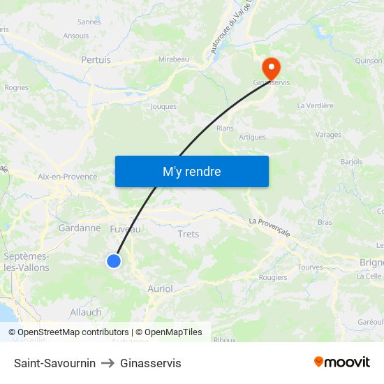 Saint-Savournin to Ginasservis map