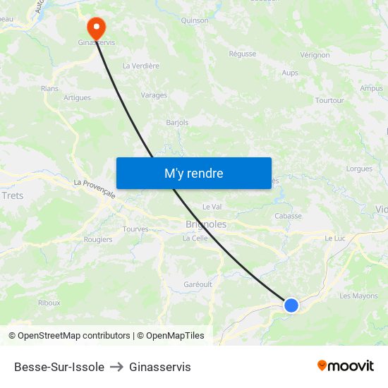 Besse-Sur-Issole to Ginasservis map
