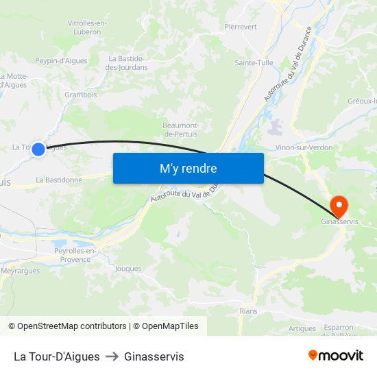 La Tour-D'Aigues to Ginasservis map