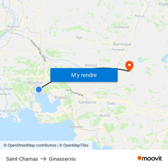 Saint-Chamas to Ginasservis map