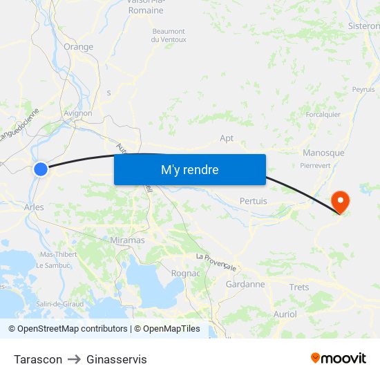Tarascon to Ginasservis map