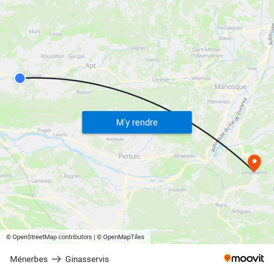Ménerbes to Ginasservis map