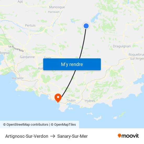 Artignosc-Sur-Verdon to Sanary-Sur-Mer map