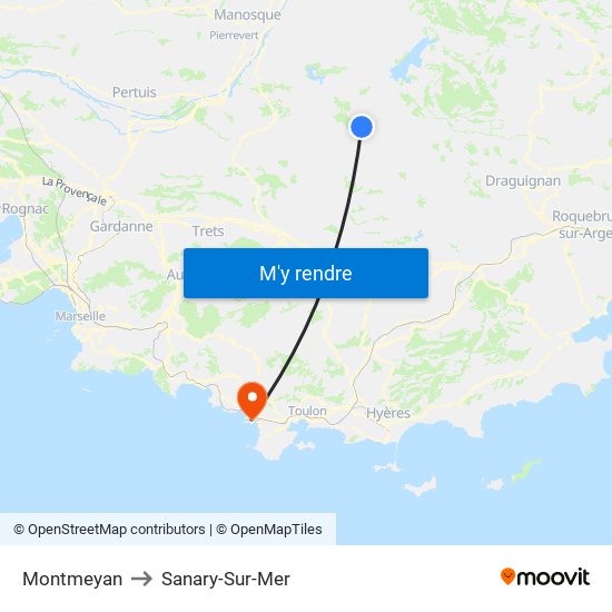 Montmeyan to Sanary-Sur-Mer map