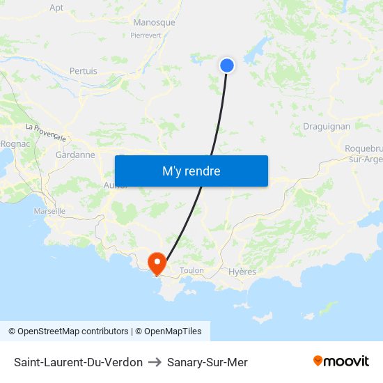 Saint-Laurent-Du-Verdon to Sanary-Sur-Mer map