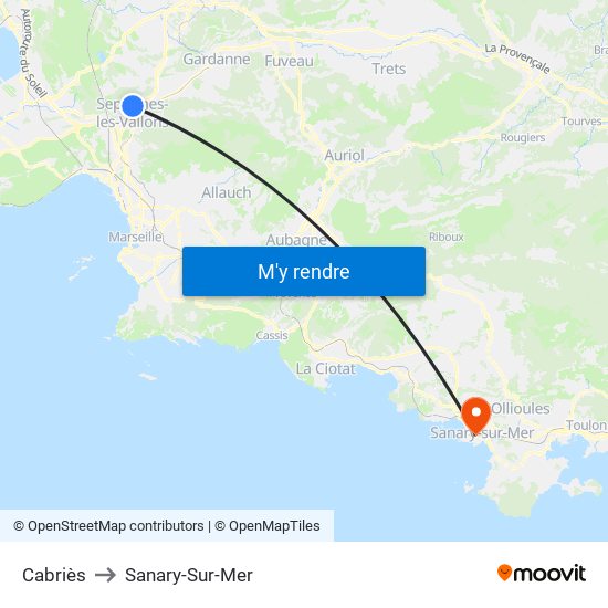 Cabriès to Sanary-Sur-Mer map