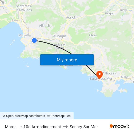 Marseille, 10e Arrondissement to Sanary-Sur-Mer map