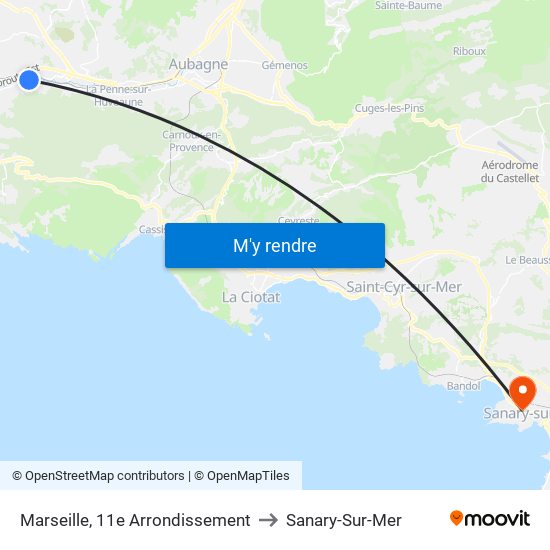 Marseille, 11e Arrondissement to Sanary-Sur-Mer map