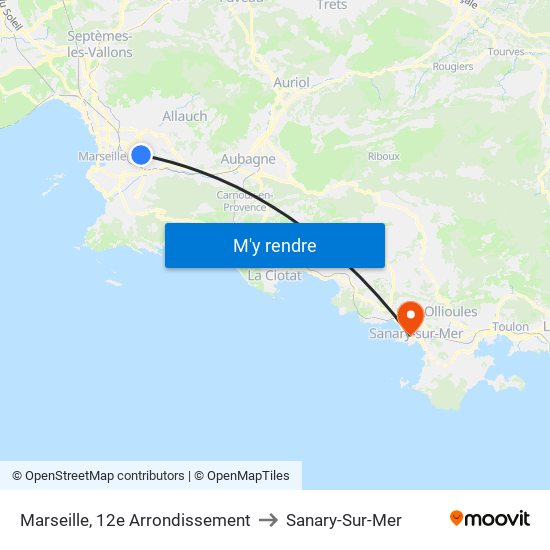 Marseille, 12e Arrondissement to Sanary-Sur-Mer map