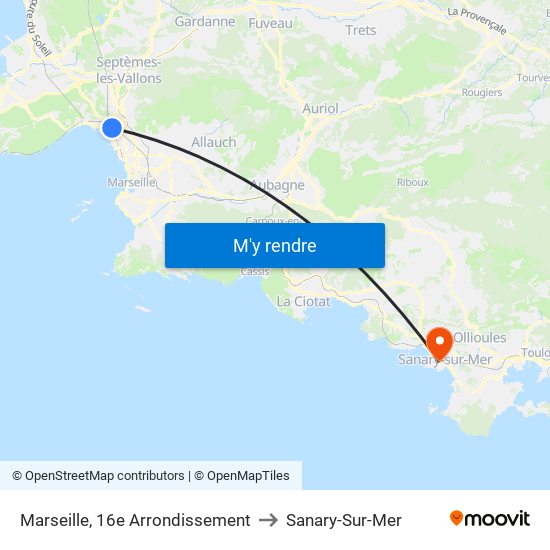 Marseille, 16e Arrondissement to Sanary-Sur-Mer map