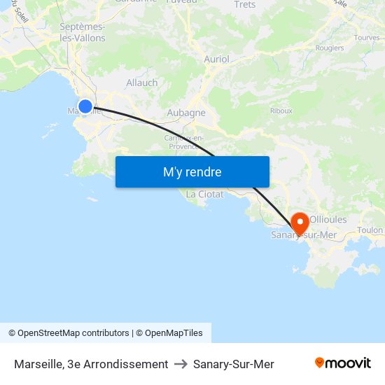 Marseille, 3e Arrondissement to Sanary-Sur-Mer map