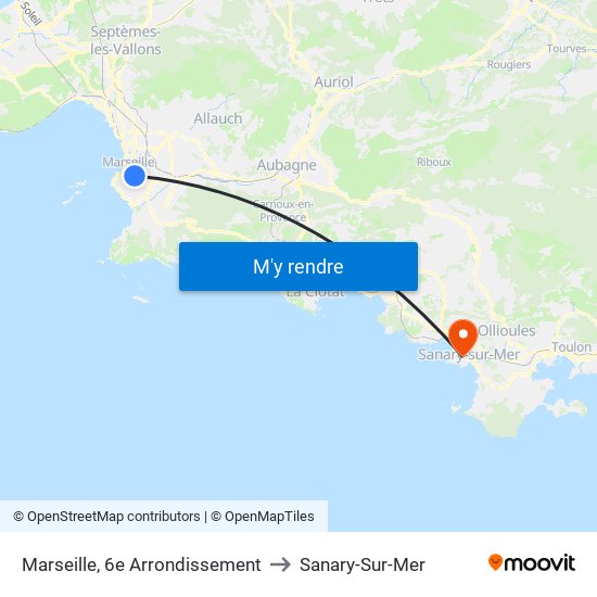 Marseille, 6e Arrondissement to Sanary-Sur-Mer map