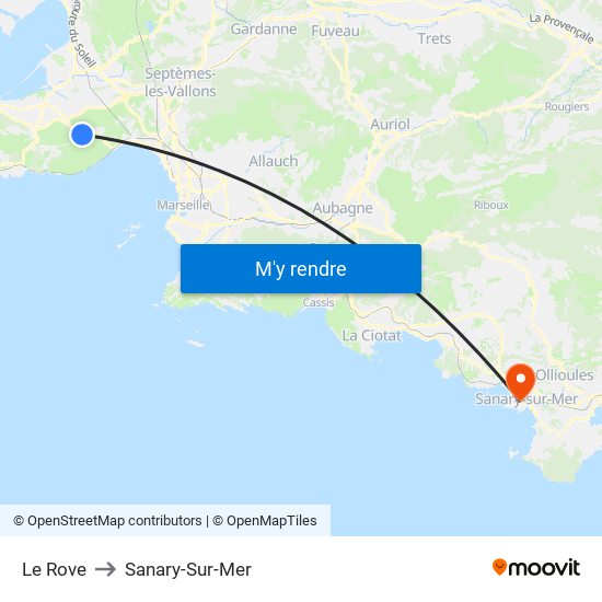 Le Rove to Sanary-Sur-Mer map