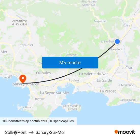 Solli�Pont to Sanary-Sur-Mer map