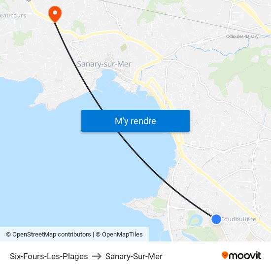 Six-Fours-Les-Plages to Sanary-Sur-Mer map