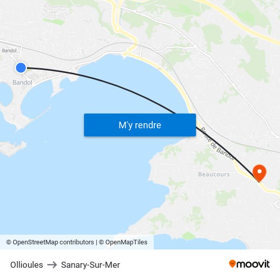 Ollioules to Sanary-Sur-Mer map