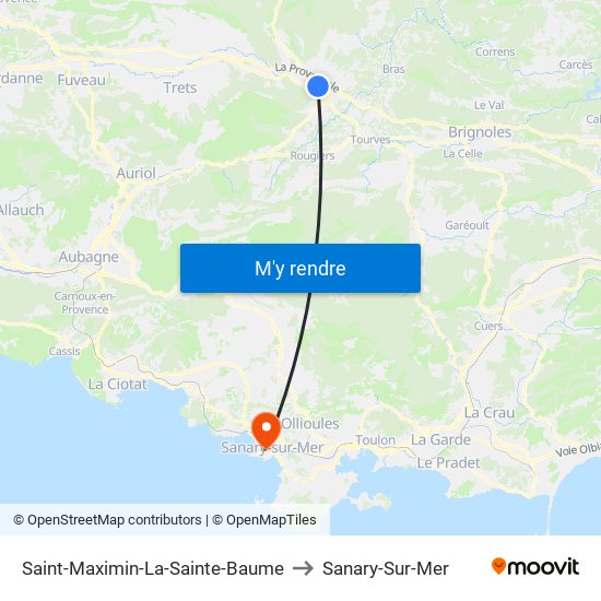 Saint-Maximin-La-Sainte-Baume to Sanary-Sur-Mer map