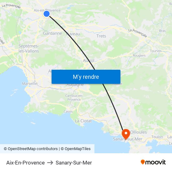 Aix-En-Provence to Sanary-Sur-Mer map