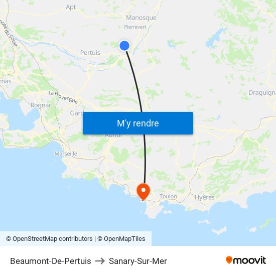 Beaumont-De-Pertuis to Sanary-Sur-Mer map