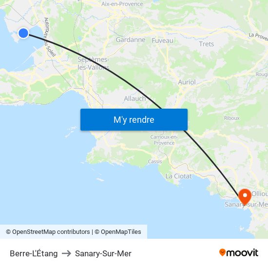 Berre-L'Étang to Sanary-Sur-Mer map