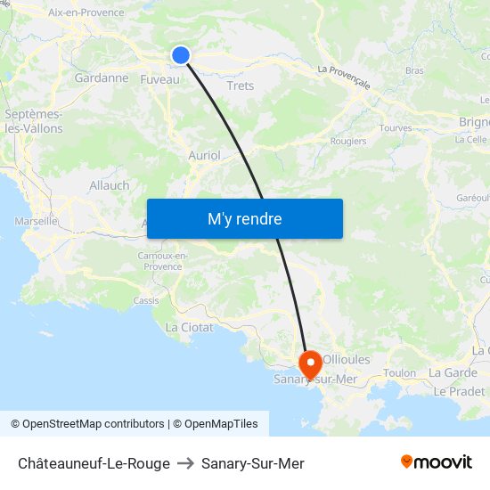 Châteauneuf-Le-Rouge to Sanary-Sur-Mer map