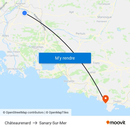 Châteaurenard to Sanary-Sur-Mer map