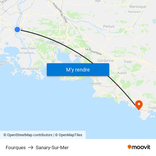 Fourques to Sanary-Sur-Mer map