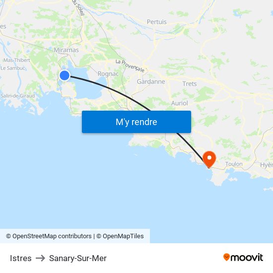 Istres to Sanary-Sur-Mer map