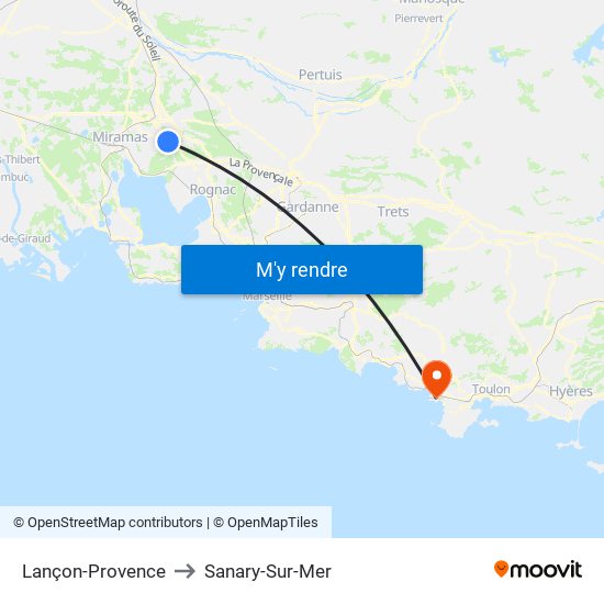 Lançon-Provence to Sanary-Sur-Mer map