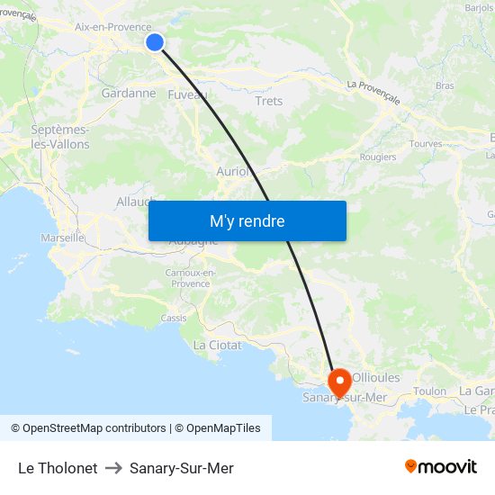Le Tholonet to Sanary-Sur-Mer map