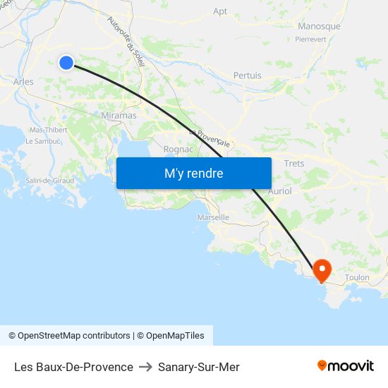 Les Baux-De-Provence to Sanary-Sur-Mer map