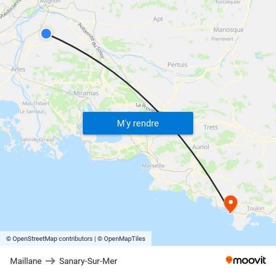 Maillane to Sanary-Sur-Mer map