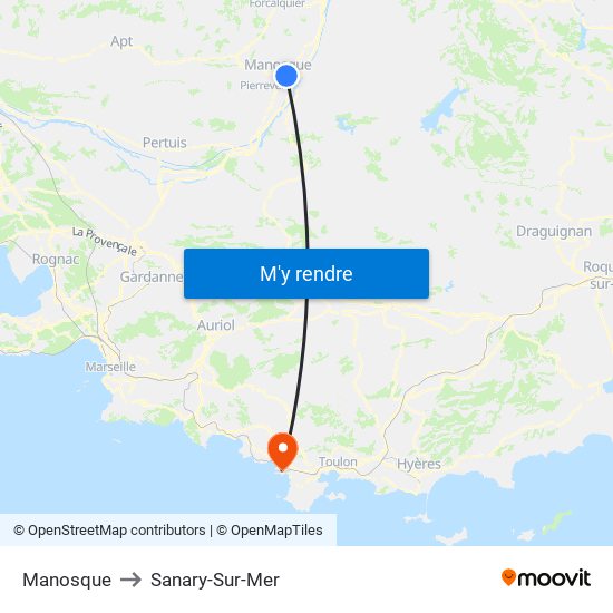 Manosque to Sanary-Sur-Mer map