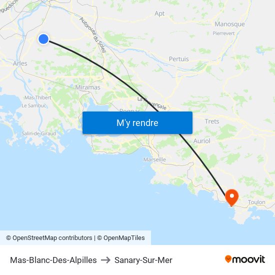 Mas-Blanc-Des-Alpilles to Sanary-Sur-Mer map