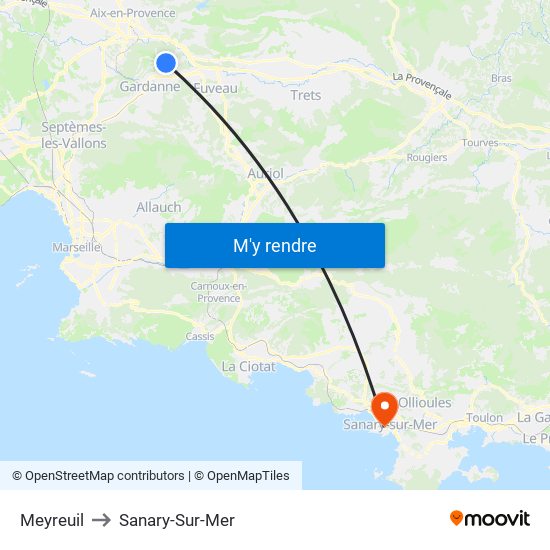 Meyreuil to Sanary-Sur-Mer map