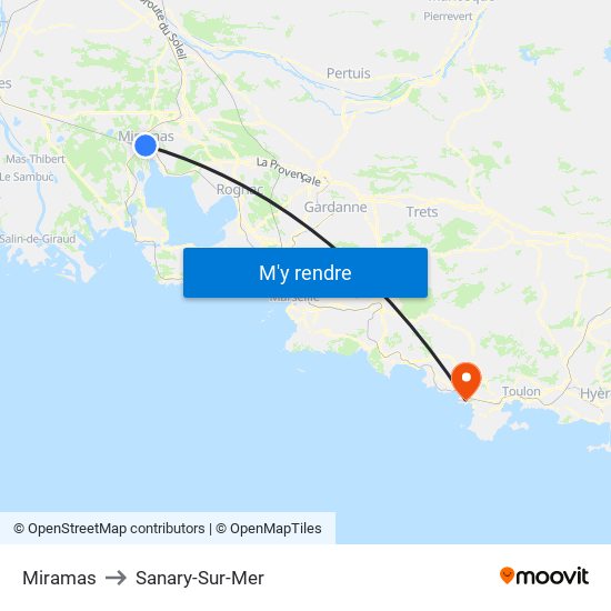 Miramas to Sanary-Sur-Mer map