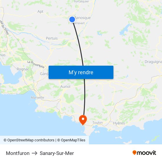 Montfuron to Sanary-Sur-Mer map